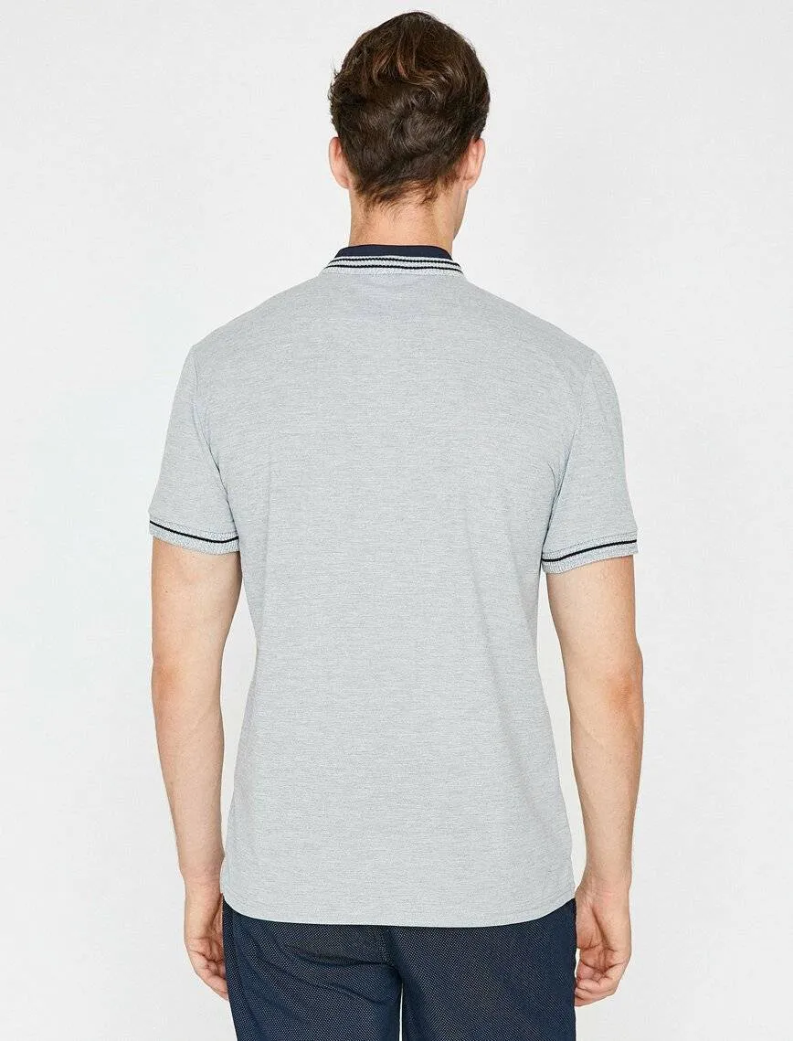 10444 Grey Mandarin Collar T-Shirt
