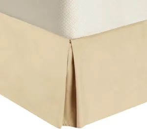 300tc Cotton Solid Beige Full Pleated Tailored Bed Skirt with 15 Inches Drop and Split Corners