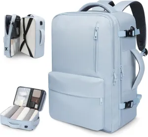 35L Travel Backpack | 180 All-Open Design | Multi-Pockets | Airline Approved Carry on |15.6 inch Laptop Compartment | USB Port |Perfect for Travel Business College Bookbags | Men Women, Blue