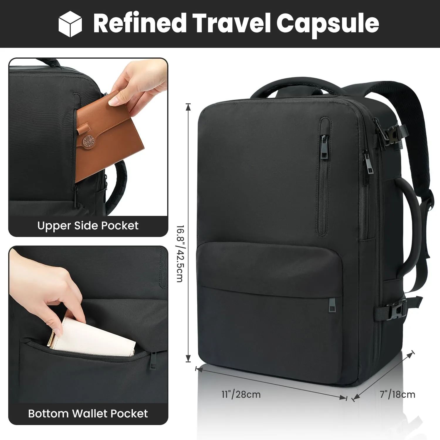 35L Travel Backpack | 180 All-Open Design | Multi-Pockets | Airline Approved Carry on |15.6 inch Laptop Compartment | USB Port |Perfect for Travel Business College Bookbags |Men Women,Black