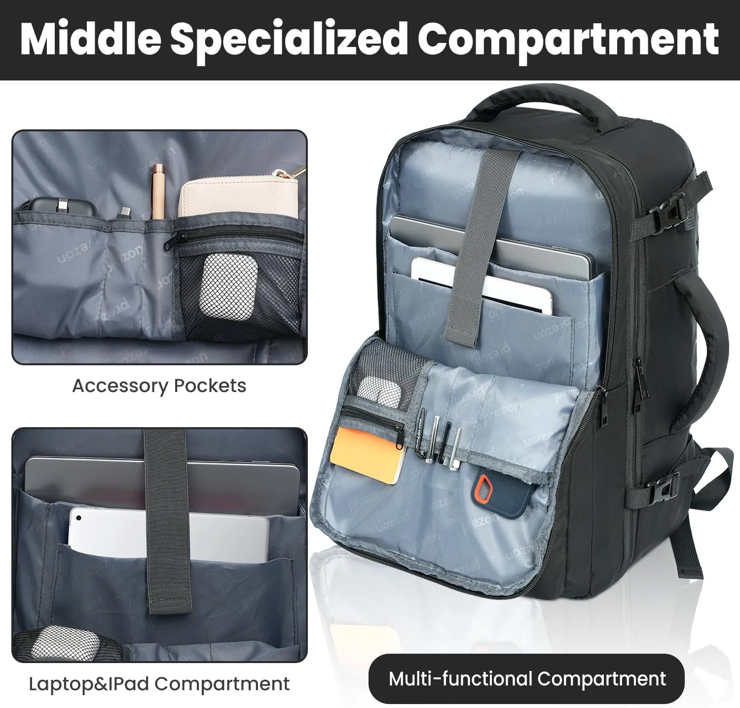 35L Travel Backpack | 180 All-Open Design | Multi-Pockets | Airline Approved Carry on |15.6 inch Laptop Compartment | USB Port |Perfect for Travel Business College Bookbags |Men Women,Black