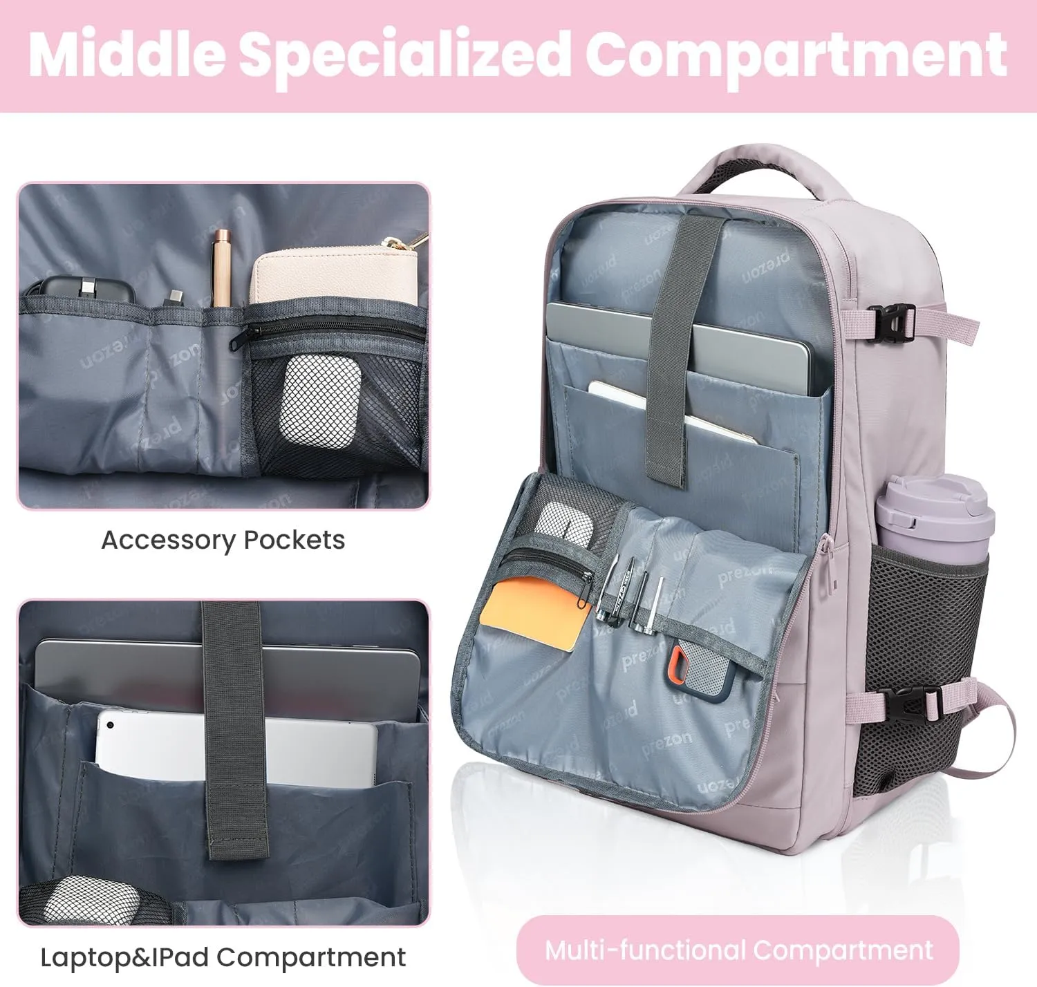 35L Travel Backpack | 180 All-Open Design | Multi-Pockets | Airline Approved Carry on |15.6 inch Laptop Compartment |USB Port |Perfect for Travel Business College Bookbags|Men Women,Dark Pink