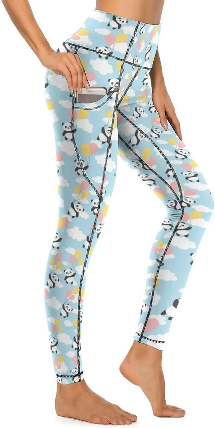 80s 90s Retro Yoga Pants for Women Tummy Control Workout Leggings with Pockets Stretchy High Waist Work Casual Pants