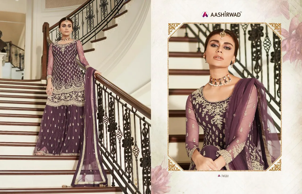 AASHIRWAD CREATION PREMIUM SHARARA BUTTERFLY NET PAKISTANI STYLE DRESS