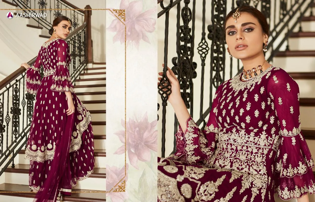 AASHIRWAD CREATION PREMIUM SHARARA BUTTERFLY NET PAKISTANI STYLE DRESS