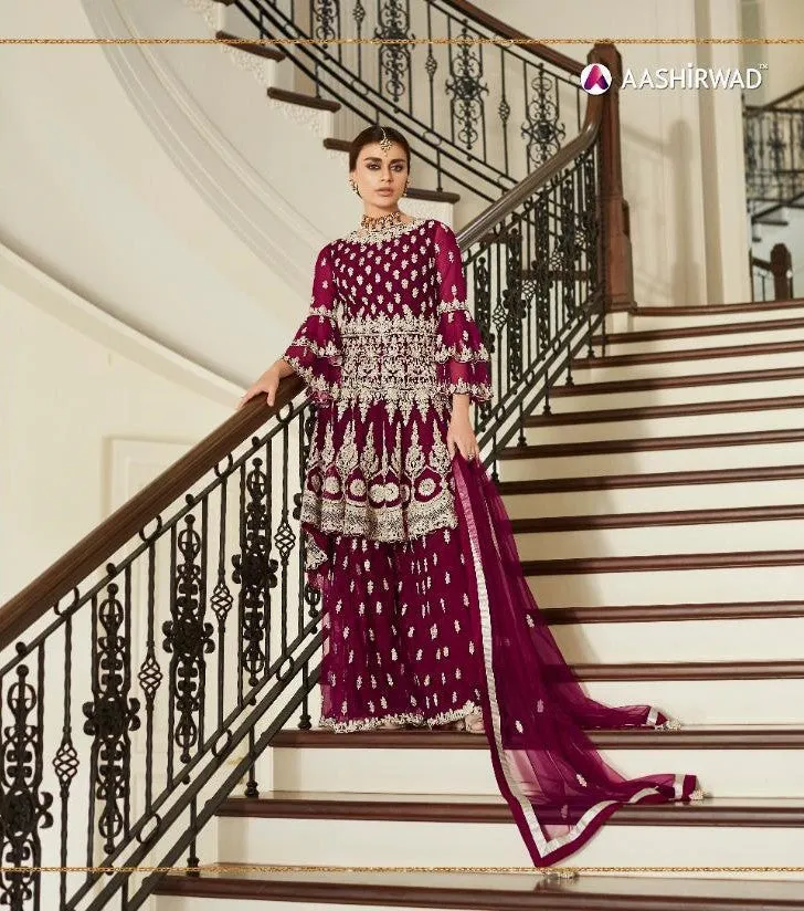 AASHIRWAD CREATION PREMIUM SHARARA BUTTERFLY NET PAKISTANI STYLE DRESS