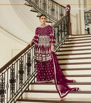 AASHIRWAD CREATION PREMIUM SHARARA BUTTERFLY NET PAKISTANI STYLE DRESS