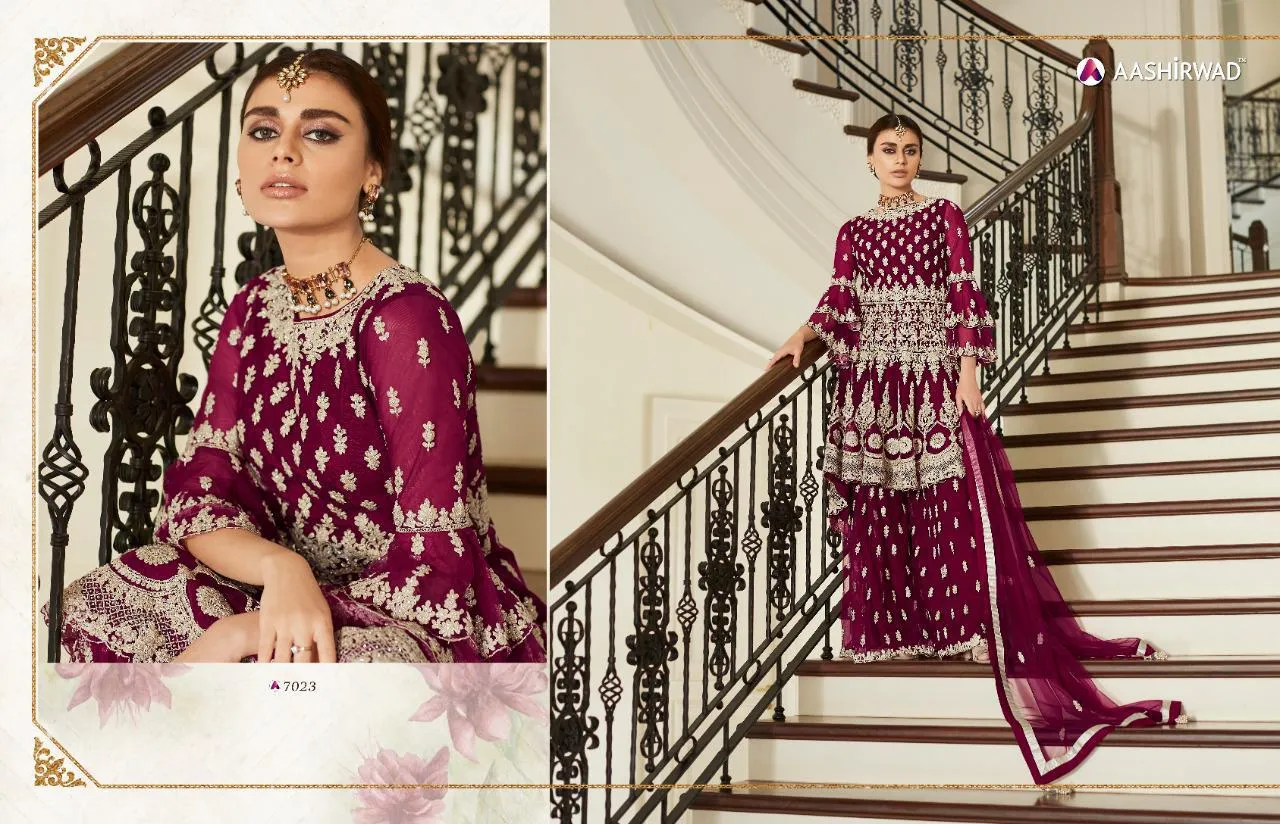AASHIRWAD CREATION PREMIUM SHARARA BUTTERFLY NET PAKISTANI STYLE DRESS