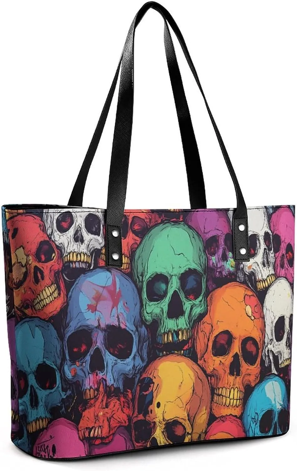 Abstract Colors Vases Women Soft Leather Handbags Tote Purses Shoulder Bucket Bags