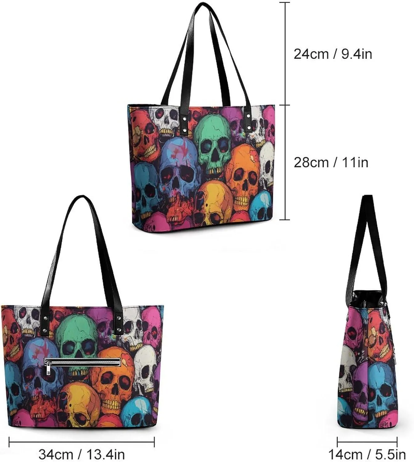 Abstract Colors Vases Women Soft Leather Handbags Tote Purses Shoulder Bucket Bags
