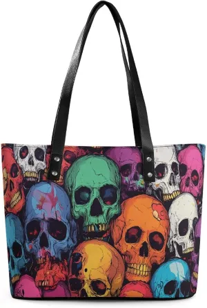 Abstract Colors Vases Women Soft Leather Handbags Tote Purses Shoulder Bucket Bags