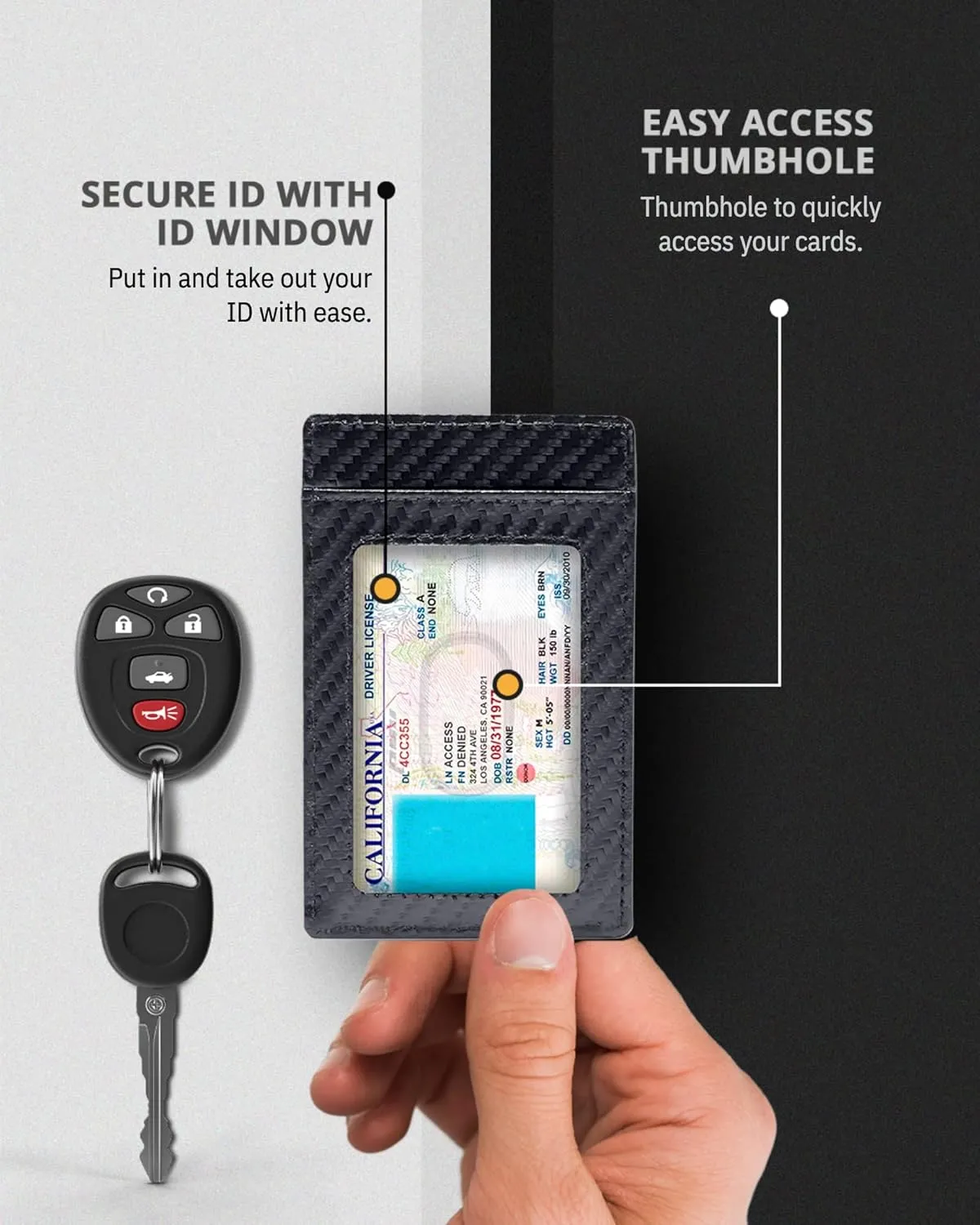 Access Denied Slim Minimalist Wallets For Men & Women - Leather Front Pocket Thin Mens Wallet RFID Credit Card Holder Gifts For Men