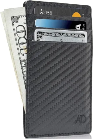 Access Denied Slim Minimalist Wallets For Men & Women - Leather Front Pocket Thin Mens Wallet RFID Credit Card Holder Gifts For Men