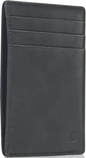 Access Denied Slim Minimalist Wallets For Men & Women - Leather Front Pocket Thin Mens Wallet RFID Credit Card Holder Gifts For Men