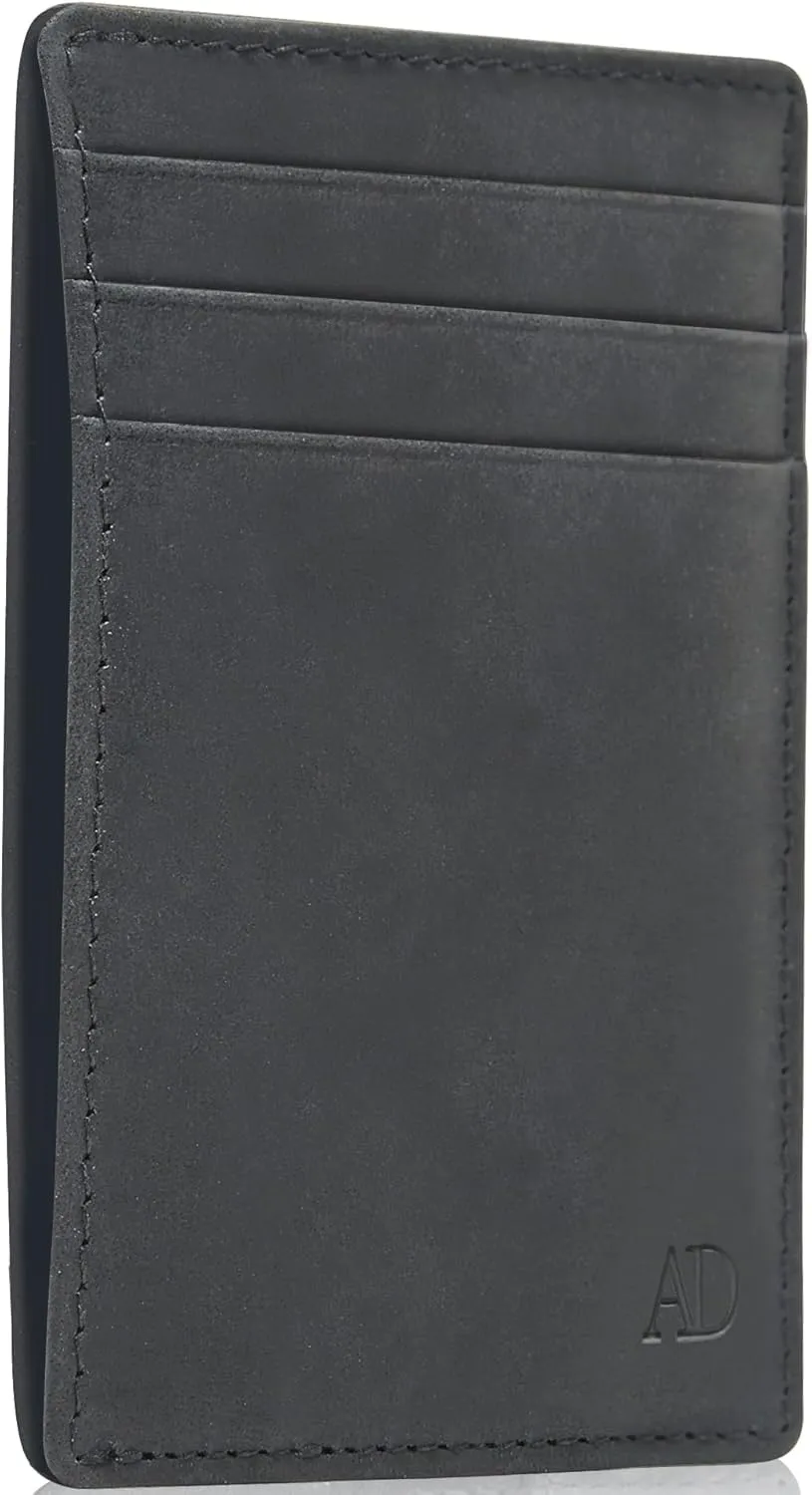 Access Denied Slim Minimalist Wallets For Men & Women - Leather Front Pocket Thin Mens Wallet RFID Credit Card Holder Gifts For Men