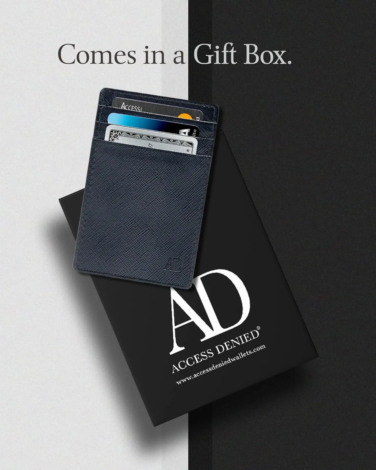 Access Denied Slim Minimalist Wallets For Men & Women - Leather Front Pocket Thin Mens Wallet RFID Credit Card Holder Gifts For Men