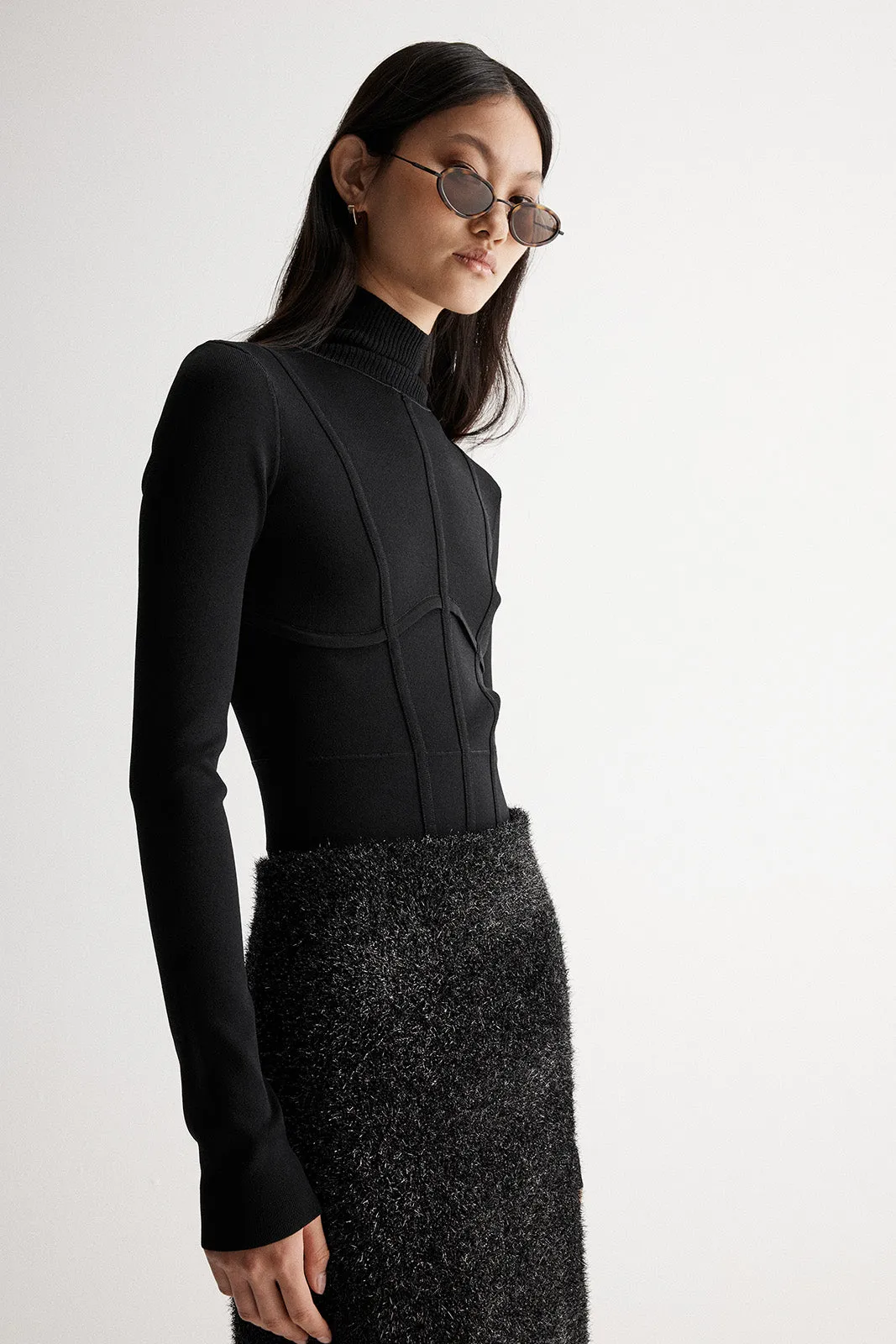 Adeline Knit Bodysuit Black
