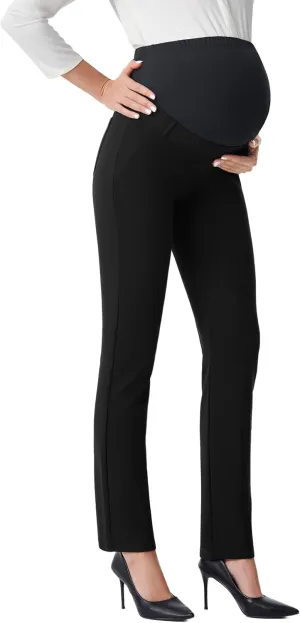 AFITNE Maternity Pants for Work Over The Belly Straight Leg Dress Pants Strethy Pregnancy Office Casual Yoga Pants