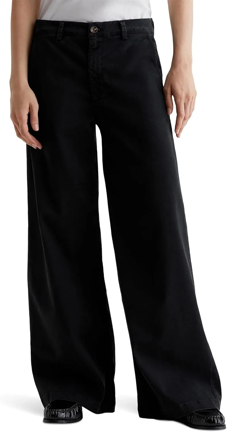 AG Women's Caden Mid Rise Wide Leg Pants in Sulfur Black