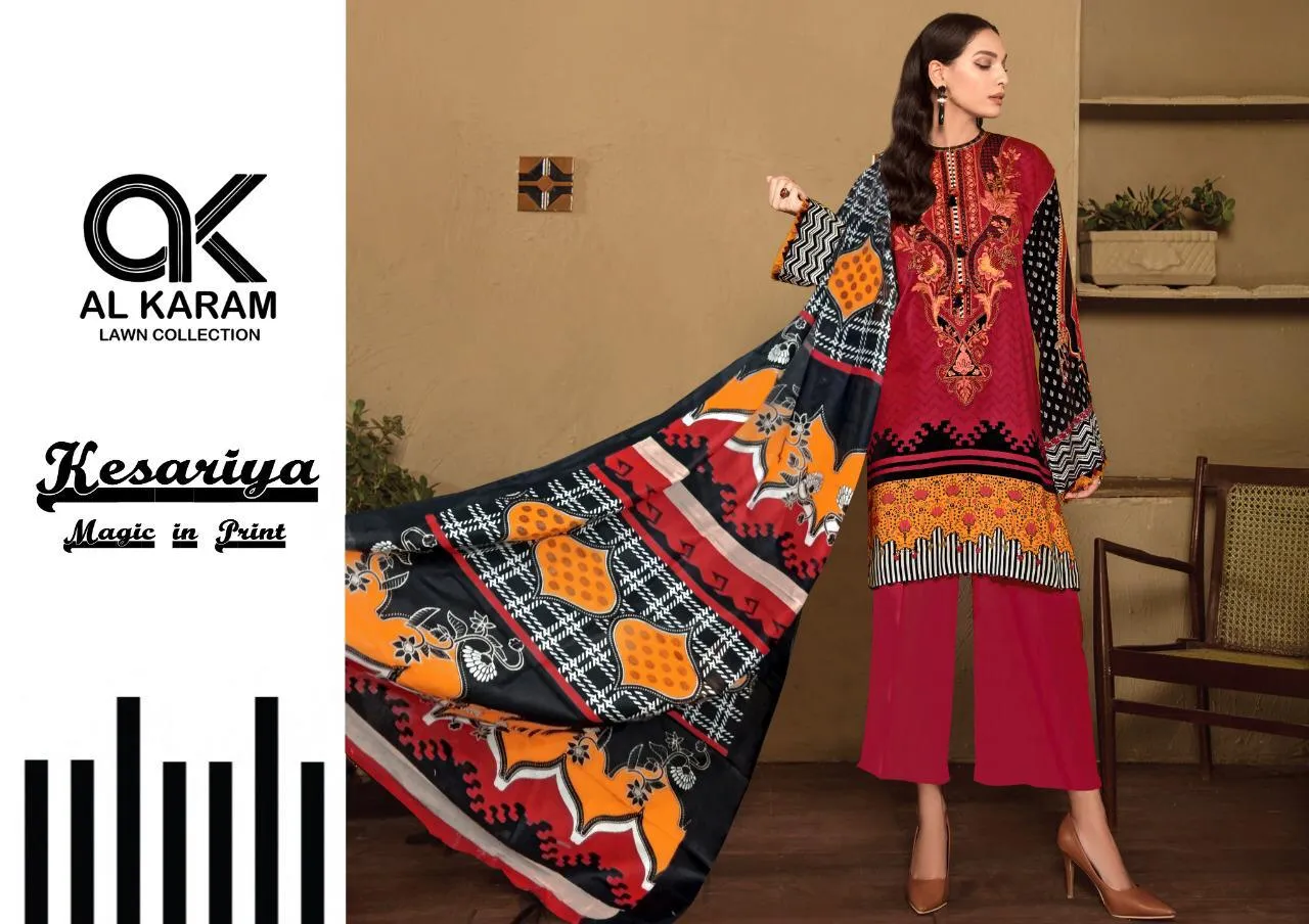 AL KARAM PRESENTS KESARIYA LAWN COLLECTION SUIT COLLECTION