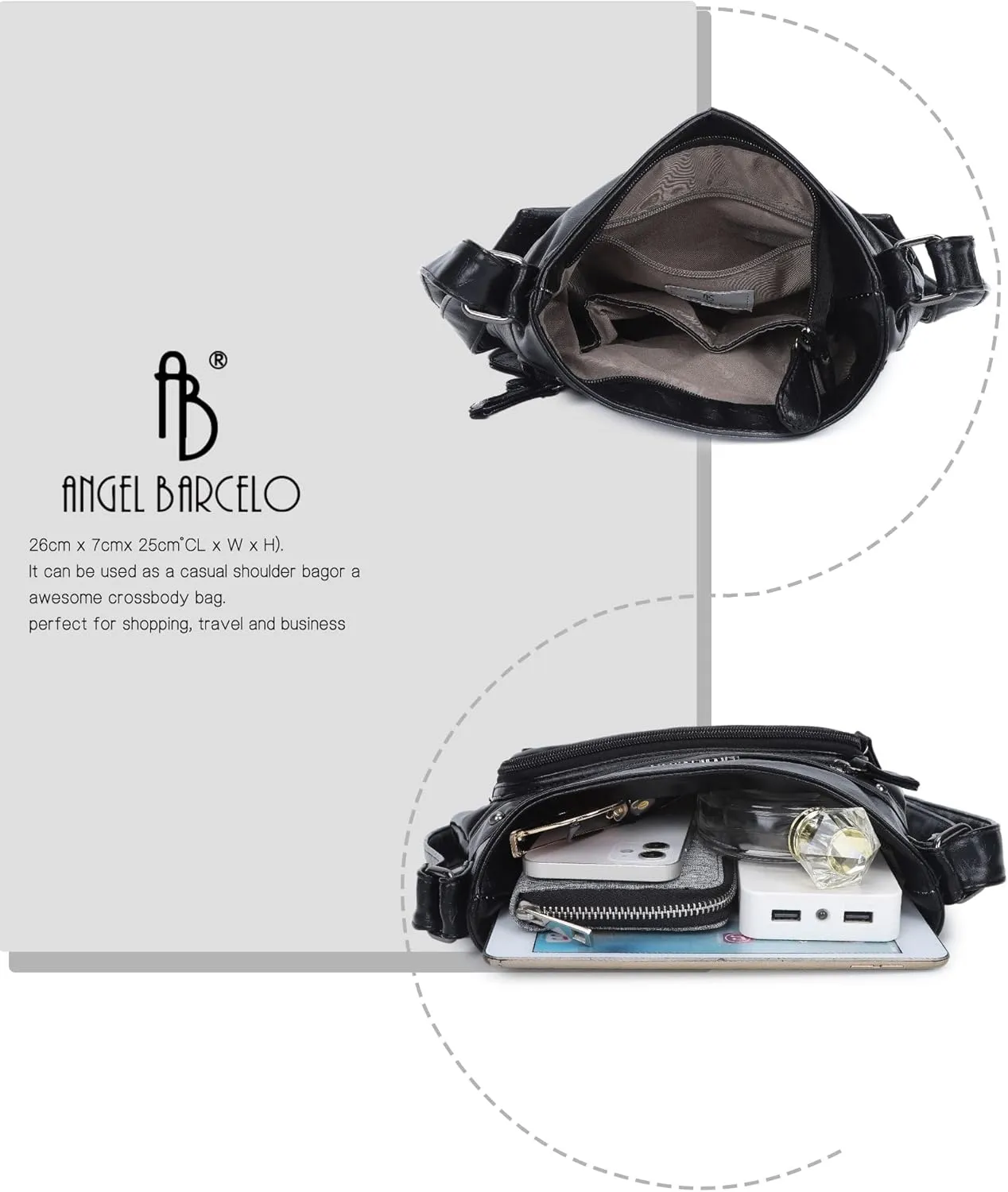 Angel Barcelo Crossbody Bags for Women,Ultra Soft Leather Purses for Women