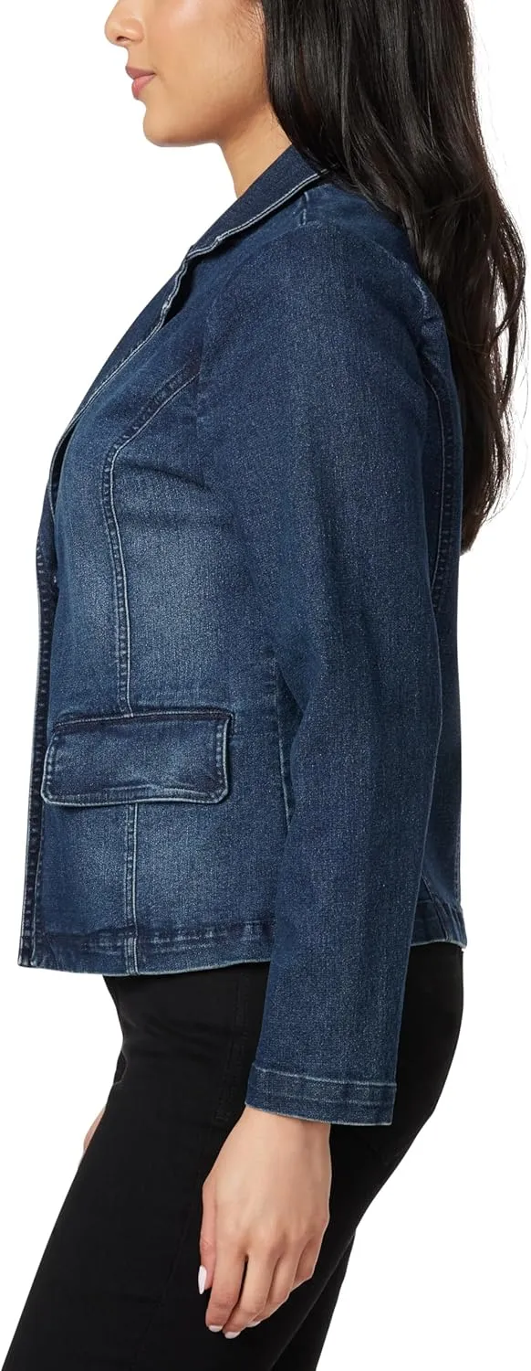 Angels Forever Young Women's Everflex Denim Blazer with Pockets