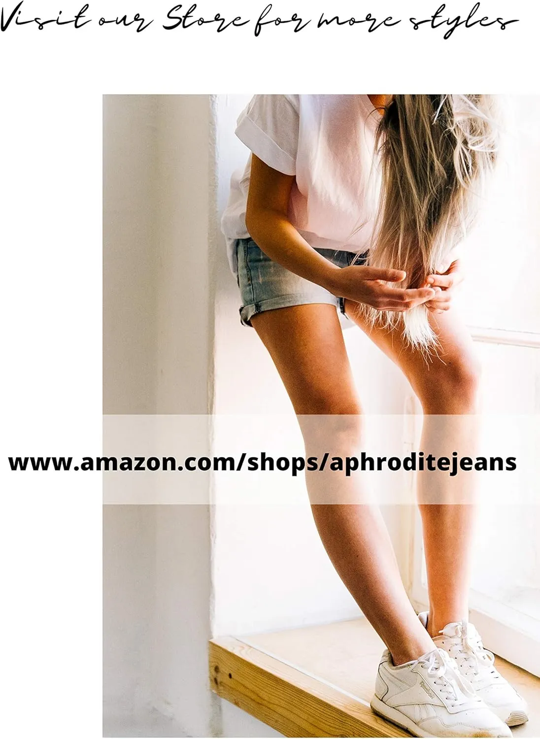 Aphrodite Denim Shorts for Women  High Waisted Hand Sanding Distressed Destroyed Ripped Casual Fashion Summer Jeans