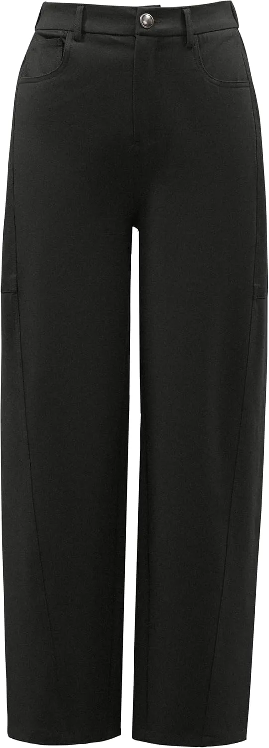 Arach&Cloz 2025 Women's Stretch Wrinkle Free Wide Leg Trousers Casual High Elastic Waisted Loose Palazzo Pants with Pockets