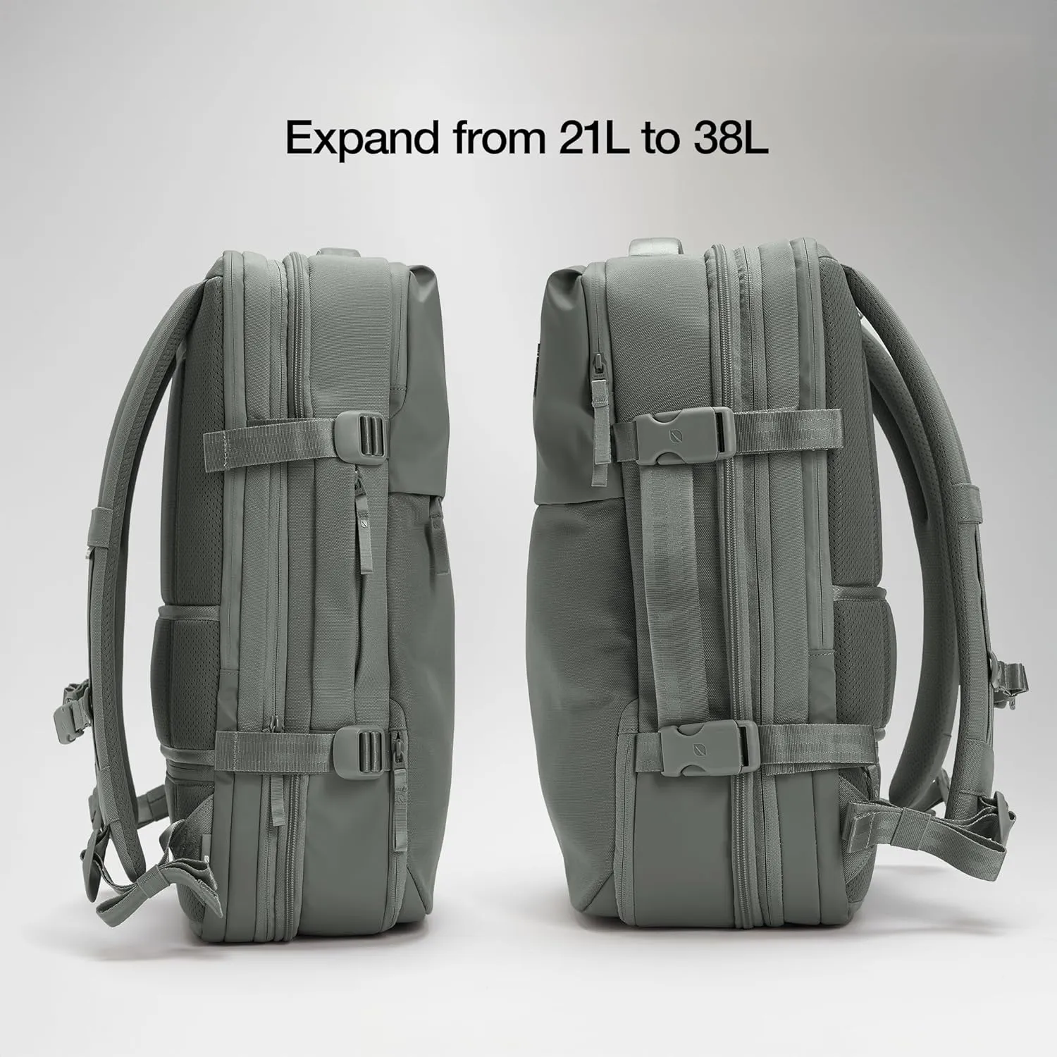 A.R.C. Travel Pack - ReSpun 100% Recycled Polyester, 38L Backpack, RFID-Blocking, Shoe Compartment, Expansion Zipper, Ergonomic Straps, Laptop Compartment for 16 PC/Mac, Travel Friendly - Smoked Ivy