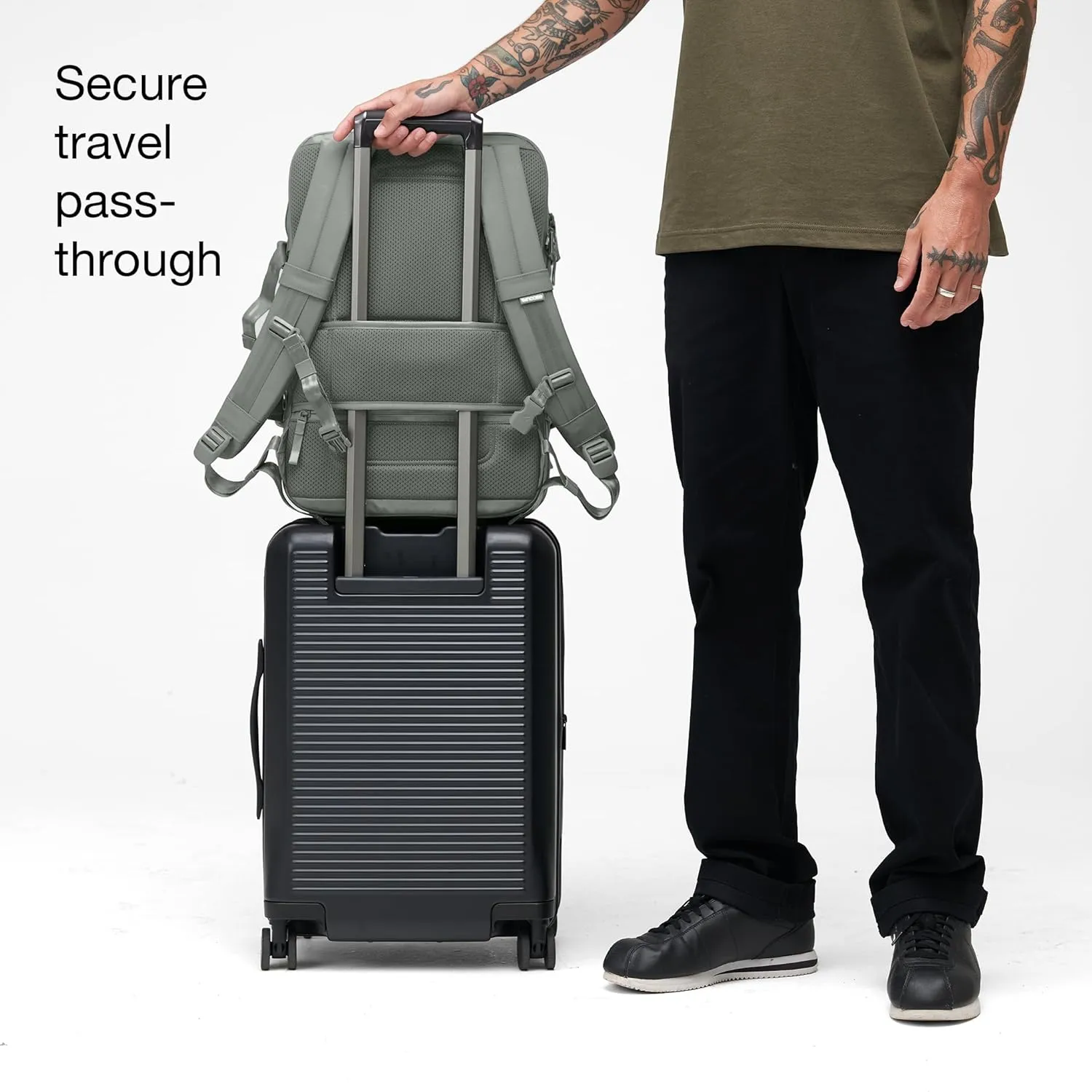 A.R.C. Travel Pack - ReSpun 100% Recycled Polyester, 38L Backpack, RFID-Blocking, Shoe Compartment, Expansion Zipper, Ergonomic Straps, Laptop Compartment for 16 PC/Mac, Travel Friendly - Smoked Ivy