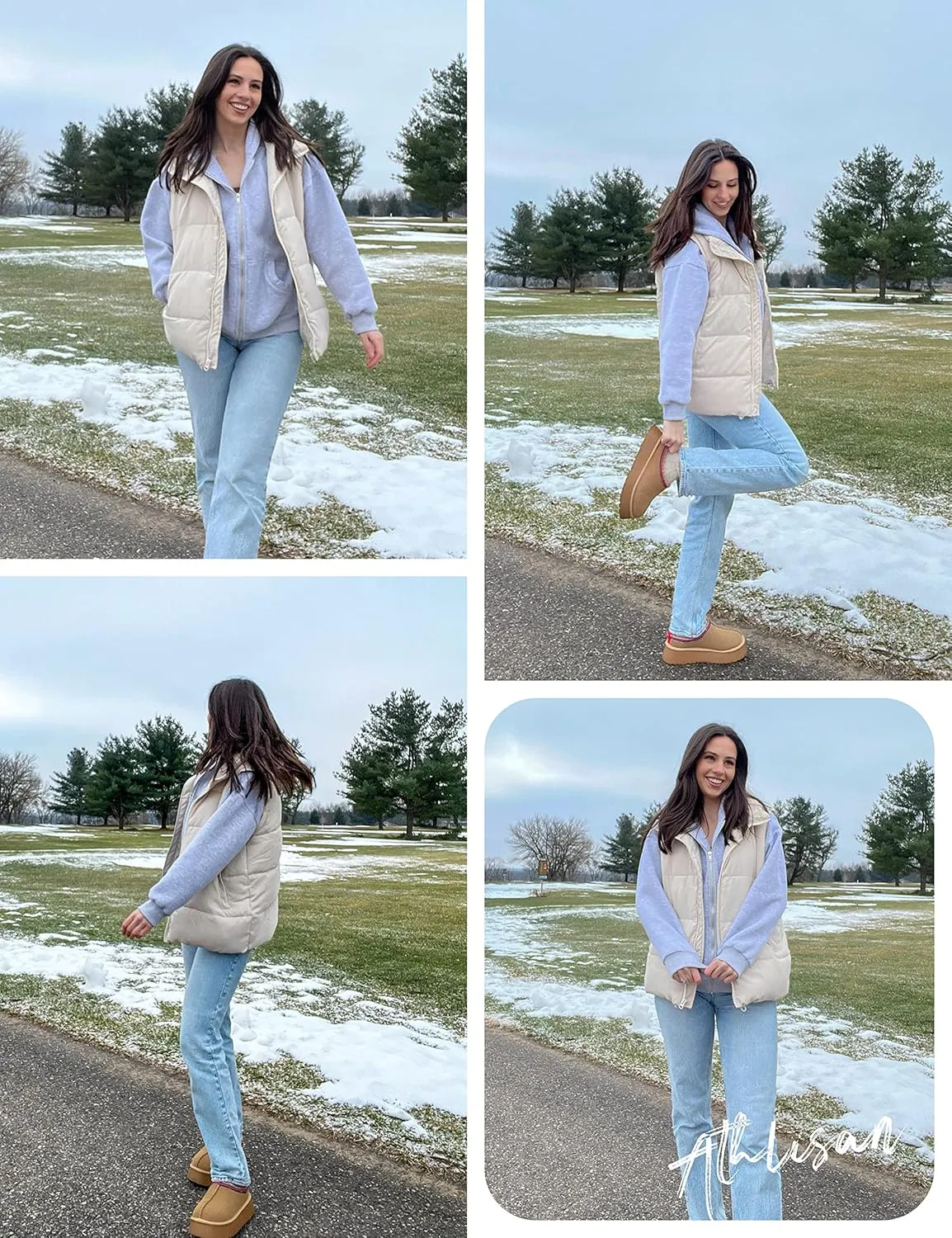 Athlisan Womens Zip Up Puffer Vest Stand Collar Sleeveless Padded Jacket Coat