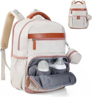 Baby Diaper Bag Backpack with Changing Station, 28Liters Capacity Nylon Baby Registry Mom Bags, Travel Friendly Unisex Bag, Essential Bag with Insulated Pockets