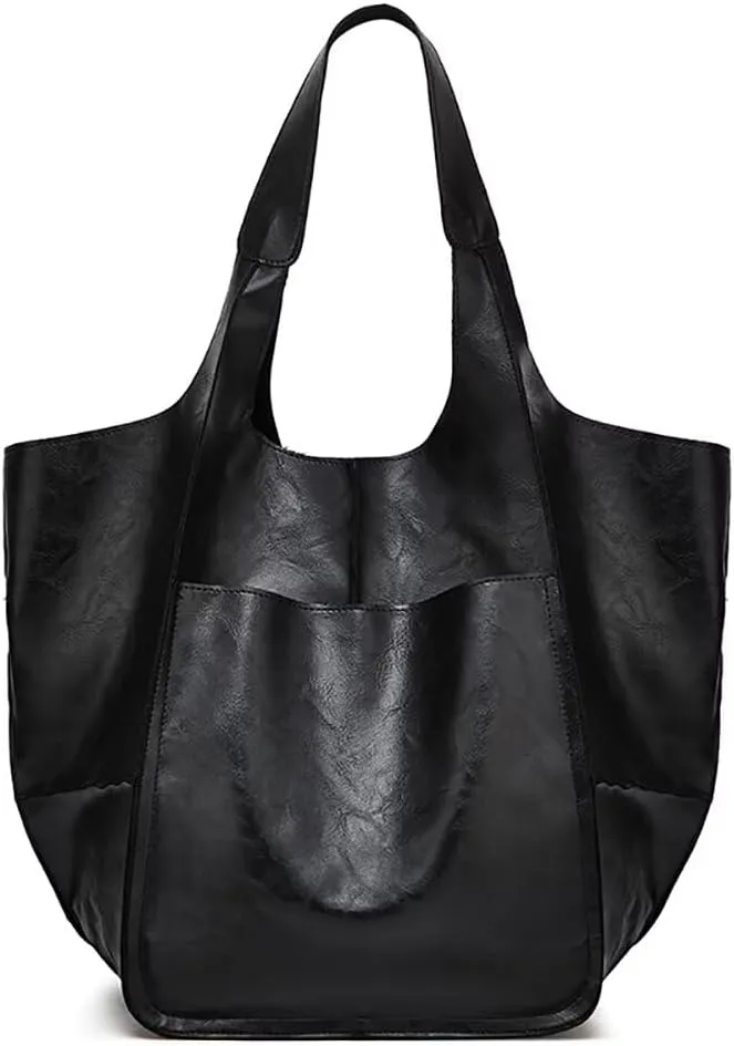 Big Capacity Tote Handbag Soft Vegan Leather Hobo Bag Shopping Bag Retro Shoulder Bag Simple Handbag Messenger Bag