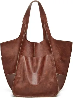 Big Capacity Tote Handbag Soft Vegan Leather Hobo Bag Shopping Bag Retro Shoulder Bag Simple Handbag Messenger Bag