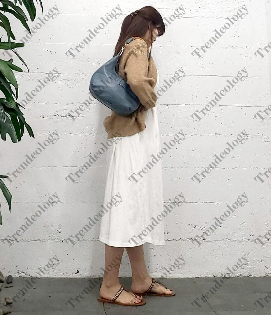 Boho Rope Handle Soft Vegan Leather Hobo Handbag Shoulder Bag Crossbody Purse