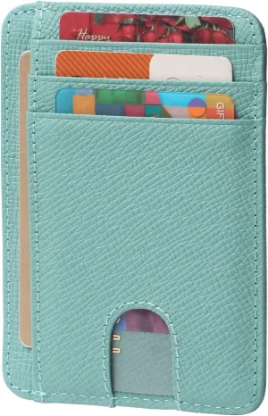 Borgasets Slim Wallet for Men Women Minimalist Thin Travel Front Pocket Genuine Leather Credit Card Holder with RFID Blocking