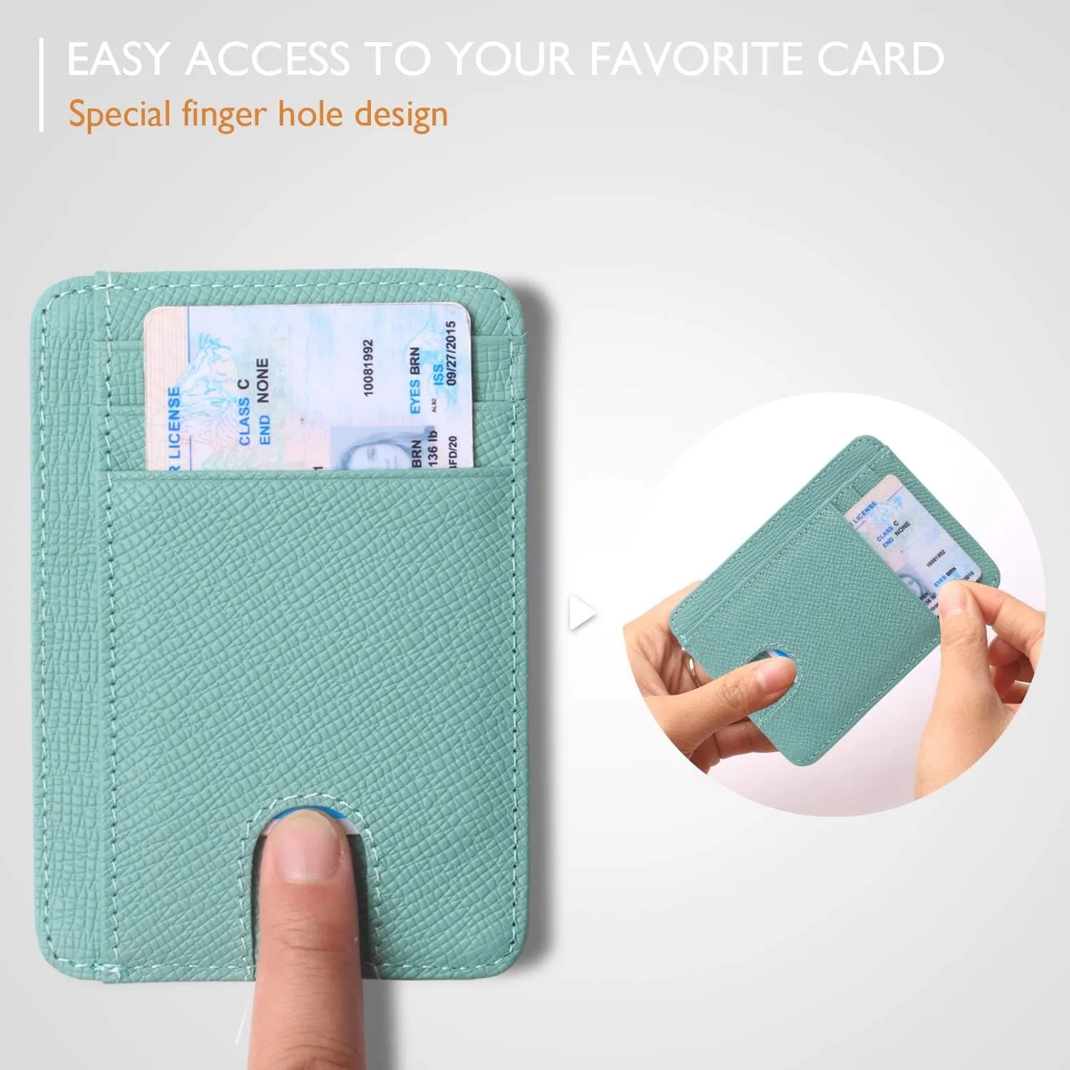Borgasets Slim Wallet for Men Women Minimalist Thin Travel Front Pocket Genuine Leather Credit Card Holder with RFID Blocking