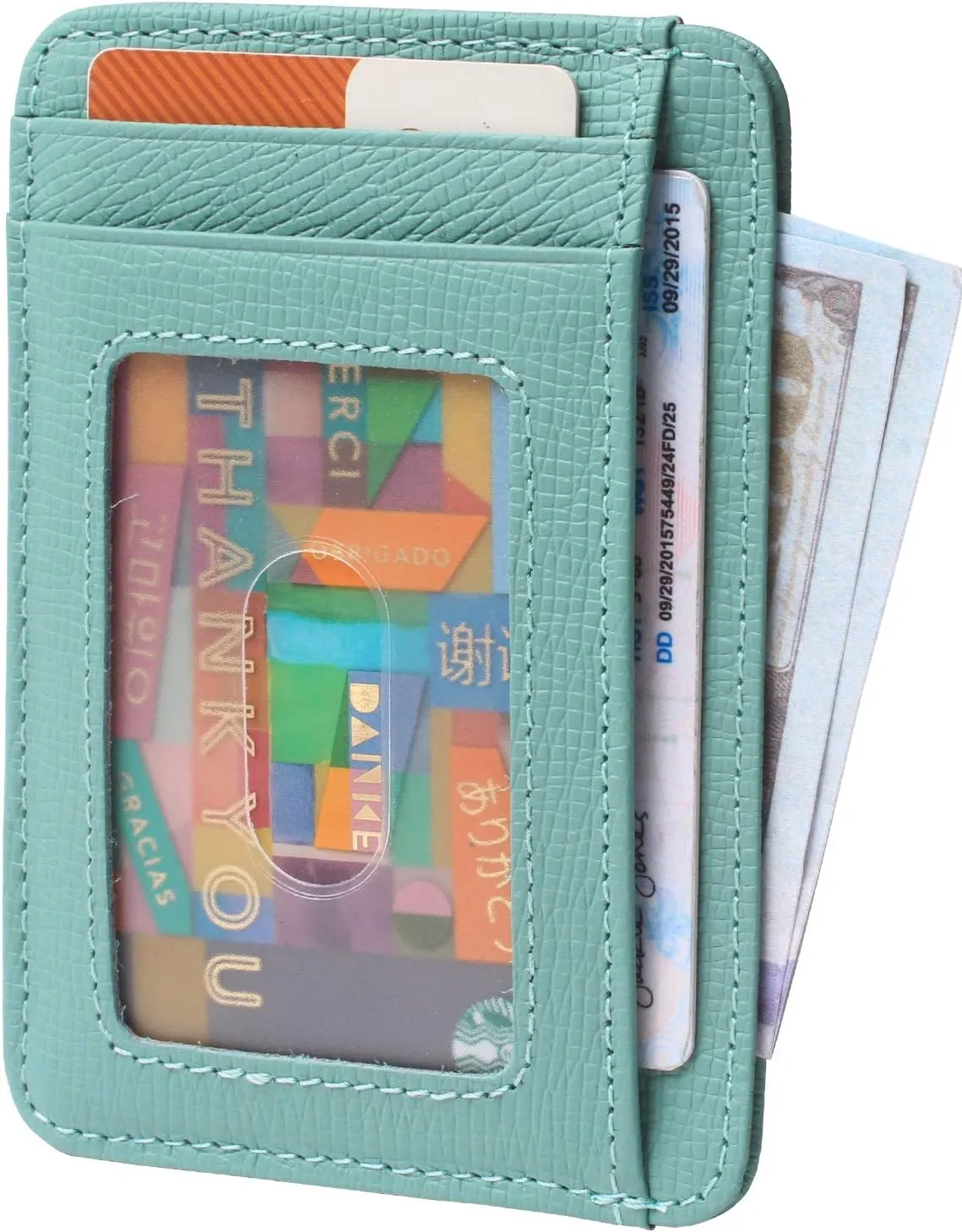 Borgasets Slim Wallet for Men Women Minimalist Thin Travel Front Pocket Genuine Leather Credit Card Holder with RFID Blocking