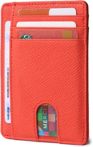 Borgasets Slim Wallet for Men Women Minimalist Thin Travel Front Pocket Genuine Leather Credit Card Holder with RFID Blocking