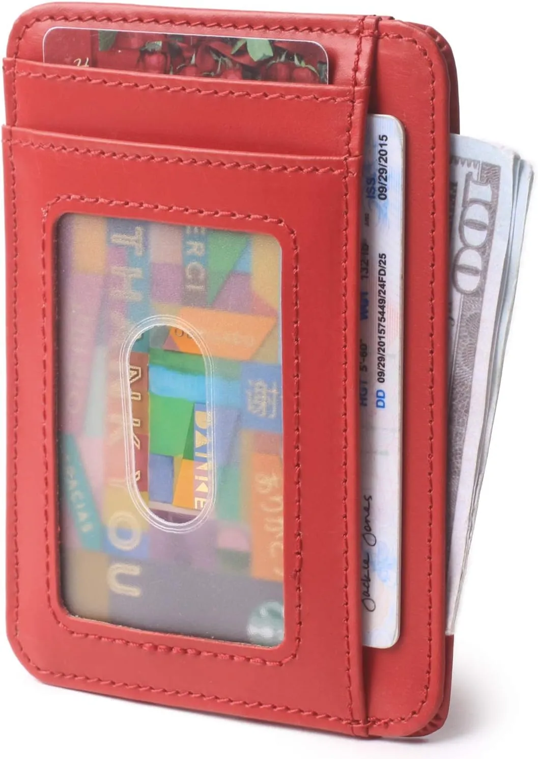 Borgasets Slim Wallet for Men Women Minimalist Thin Travel Front Pocket Genuine Leather Credit Card Holder with RFID Blocking