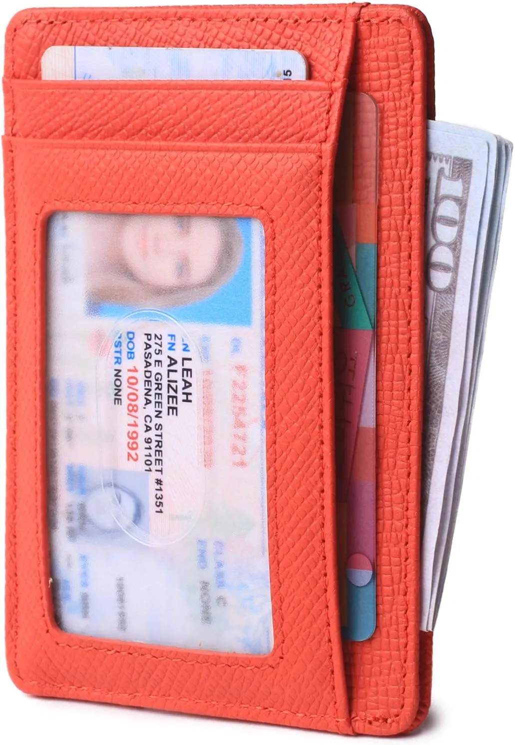 Borgasets Slim Wallet for Men Women Minimalist Thin Travel Front Pocket Genuine Leather Credit Card Holder with RFID Blocking