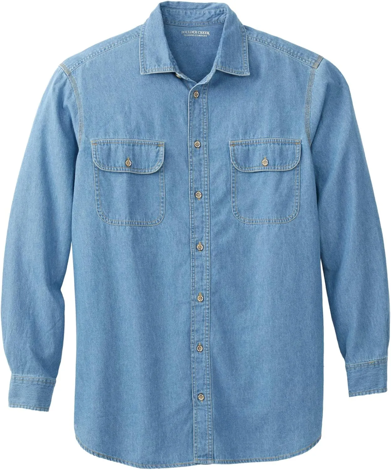 Boulder Creek by Kingsize Men's Big & Tall Long Sleeve Denim and Twill Shirt