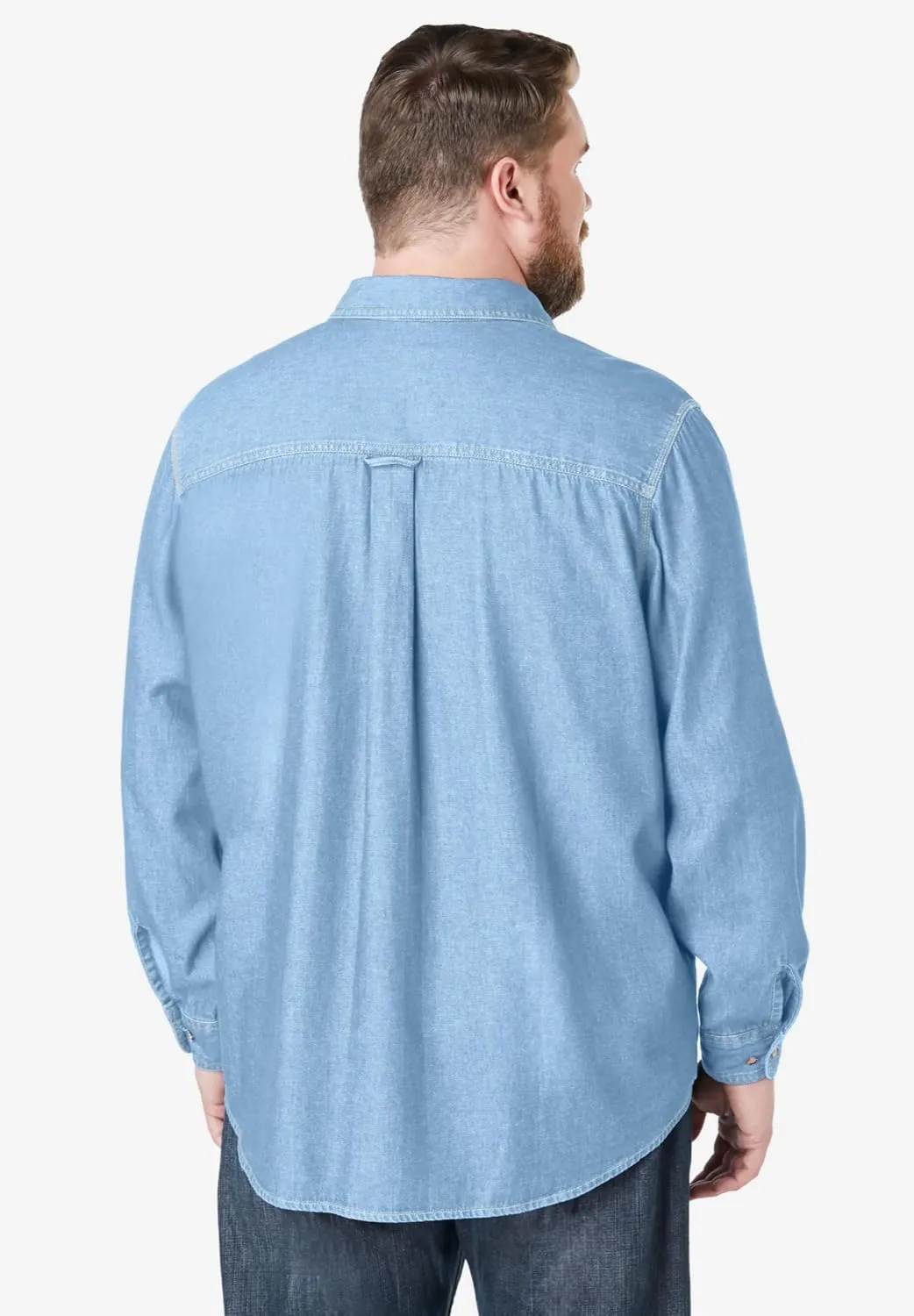 Boulder Creek by Kingsize Men's Big & Tall Long Sleeve Denim and Twill Shirt