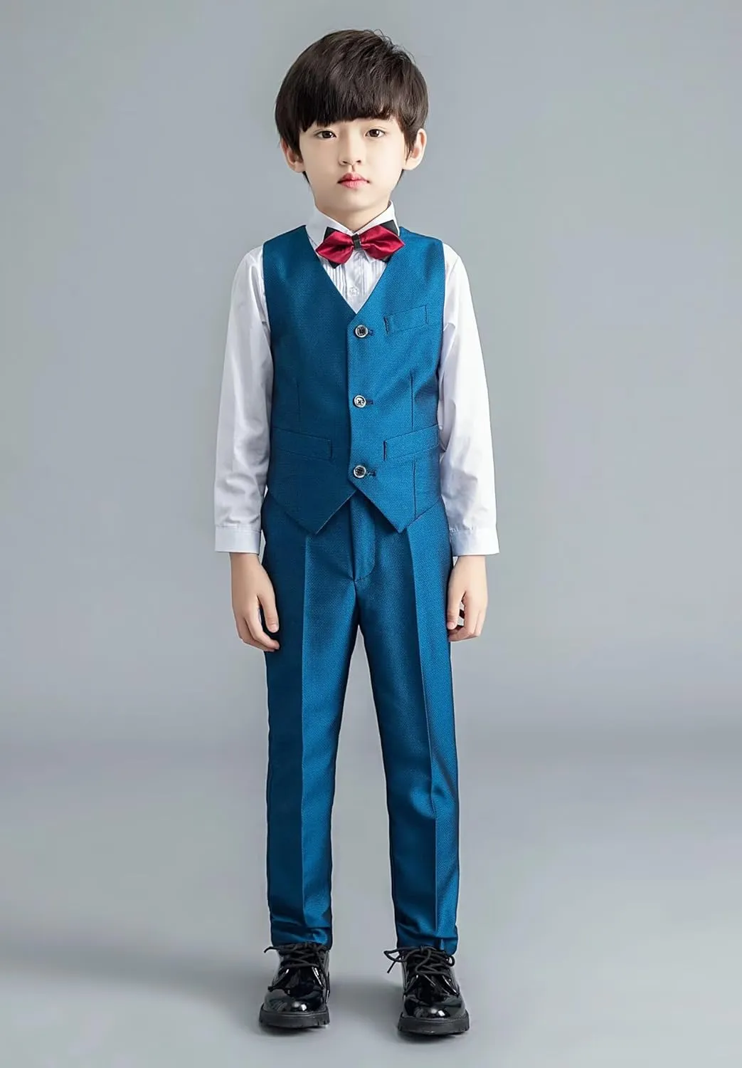 Boys Suit Formal Kids Wedding Outfit 3 Piece Slim Fit Boys Suit Vest Pants Shirt Set with Tie