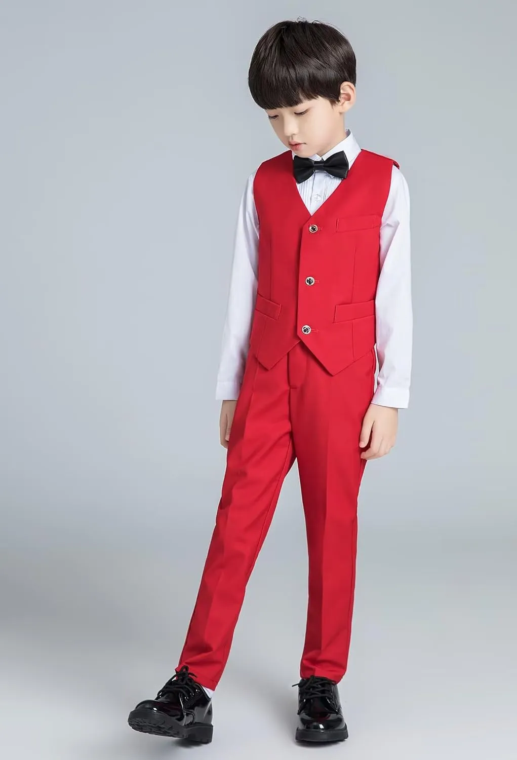 Boys Suit Formal Kids Wedding Outfit 3 Piece Slim Fit Boys Suit Vest Pants Shirt Set with Tie