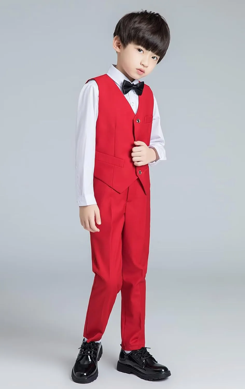 Boys Suit Formal Kids Wedding Outfit 3 Piece Slim Fit Boys Suit Vest Pants Shirt Set with Tie