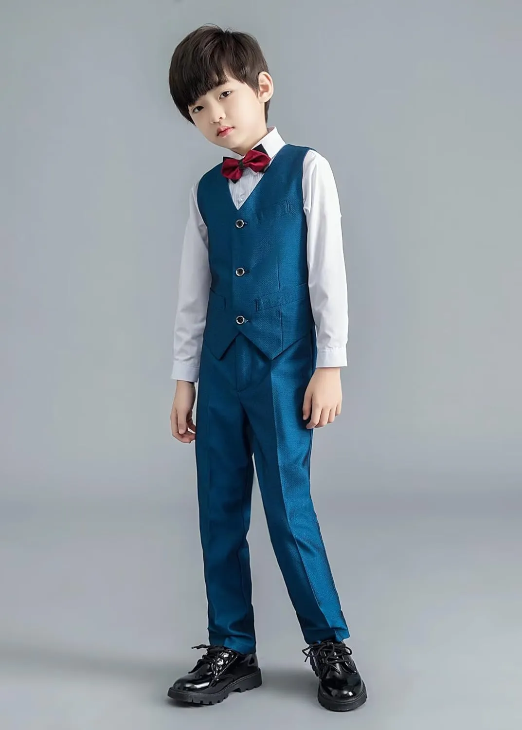 Boys Suit Formal Kids Wedding Outfit 3 Piece Slim Fit Boys Suit Vest Pants Shirt Set with Tie