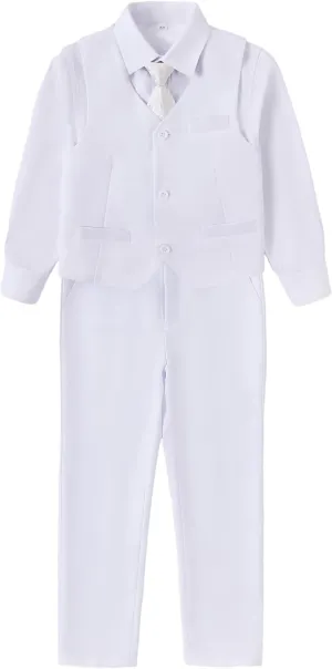 Boys Suit Formal Kids Wedding Outfit 3 Piece Slim Fit Boys Suit Vest Pants Shirt Set with Tie