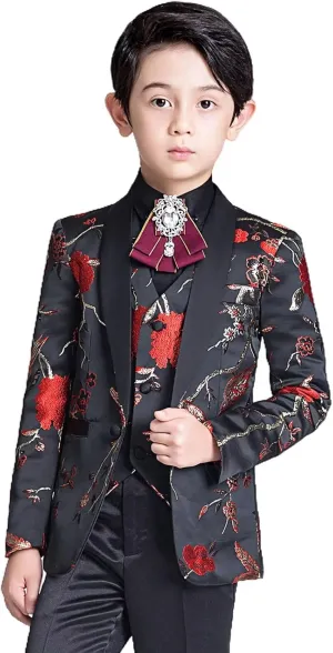 Boys Suit Plaid Stripes Suits for Boys 3 Piece Formal Wedding Outfit Slim Fit Suit Blazer Vest Pants Set