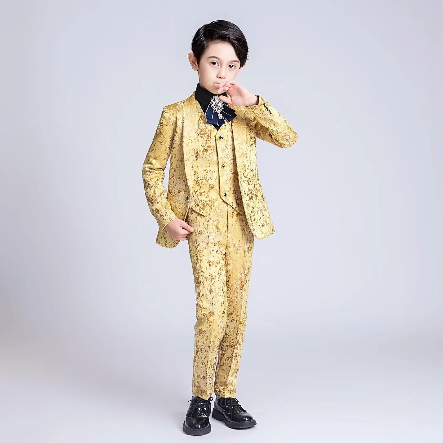Boys Suit Plaid Stripes Suits for Boys 3 Piece Formal Wedding Outfit Slim Fit Suit Blazer Vest Pants Set